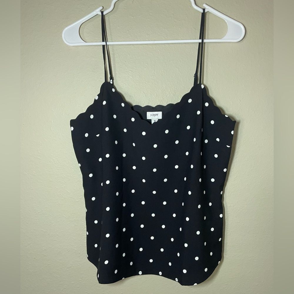 J crew polka dot tank New black and white size 8